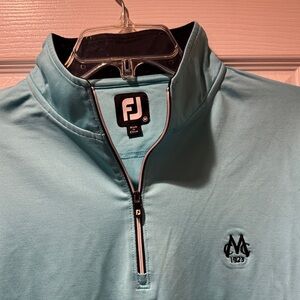 FootJoy Aqua Blue 1/4 Zip Golf Pullover with Embroidered Logo